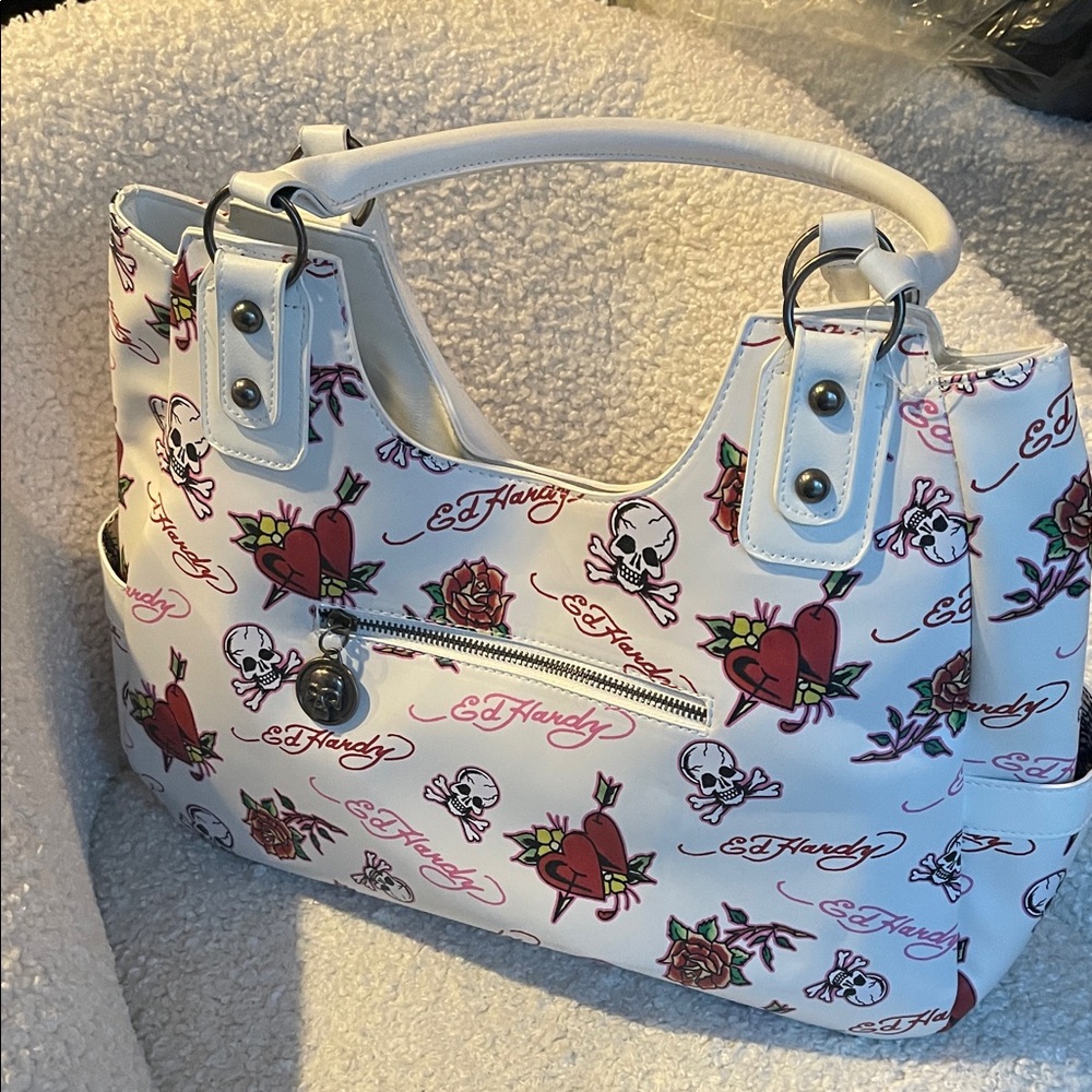 Ed Hardy Skull and Rose Shoulder Bag - Picture 1 of 15
